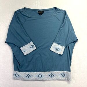 Pendleton Top Womens Large Blue Southwestern Geometric Trim Modal Blend Dolman